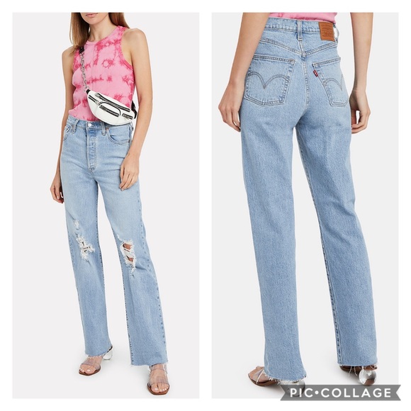 Levis Ribcage Full Length Ripped Womens 